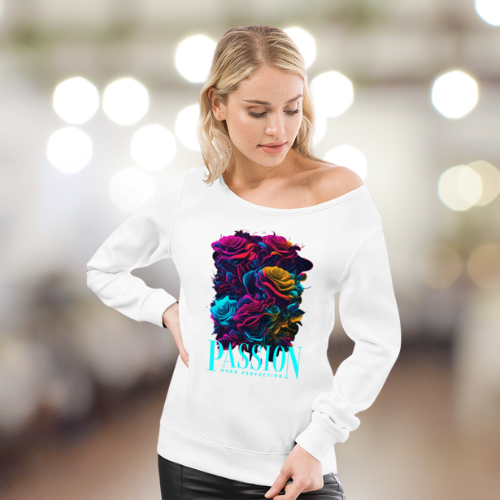 Passion / Flowers - Women's Off The Shoulder Tops Sweatshirt