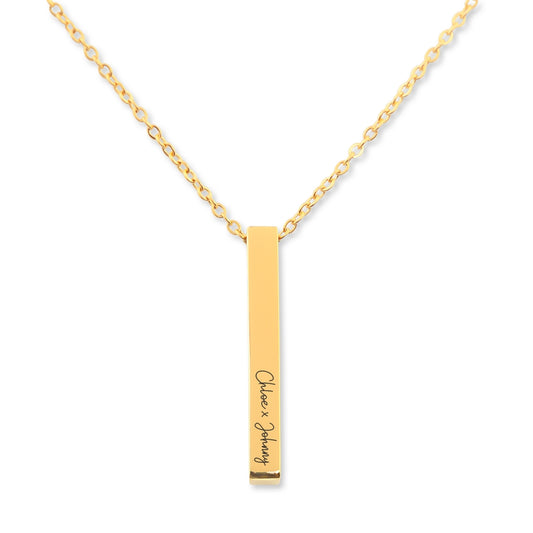 Custom Engraved Name Necklace, Close Up, Gold