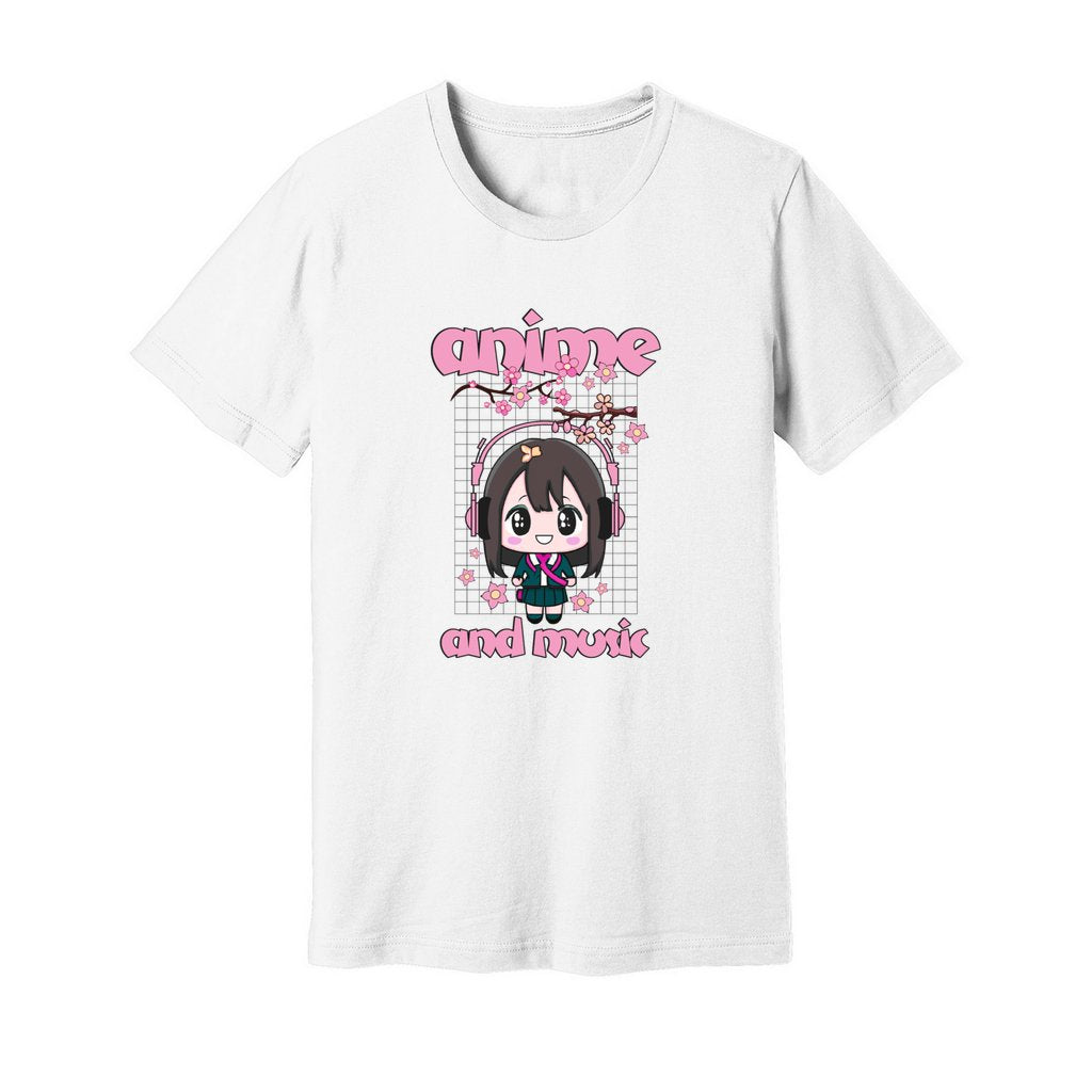 Anime and Music Shirt For Women, Front Angle, White