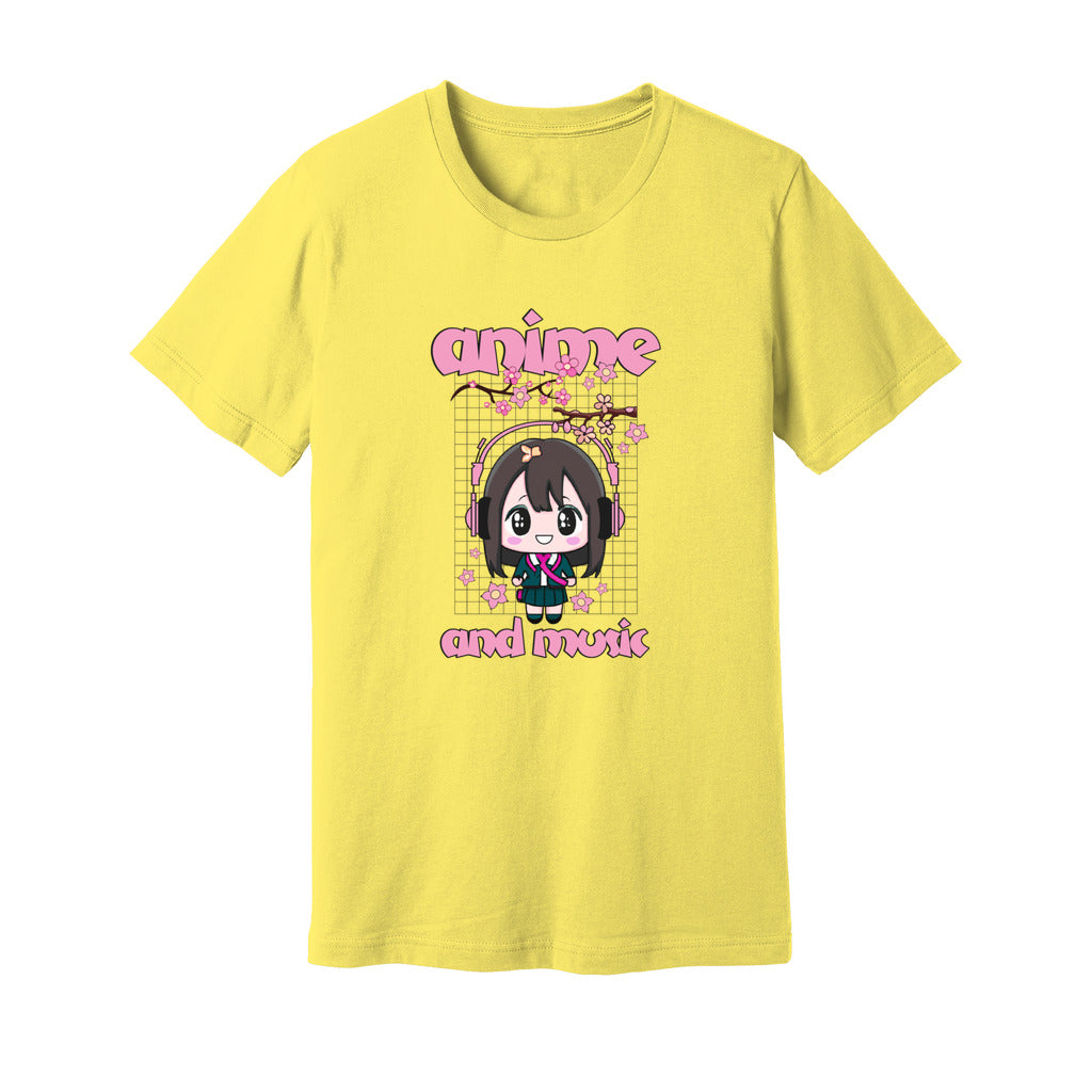 Anime and Music Shirt For Women, Front Angle, Yellow