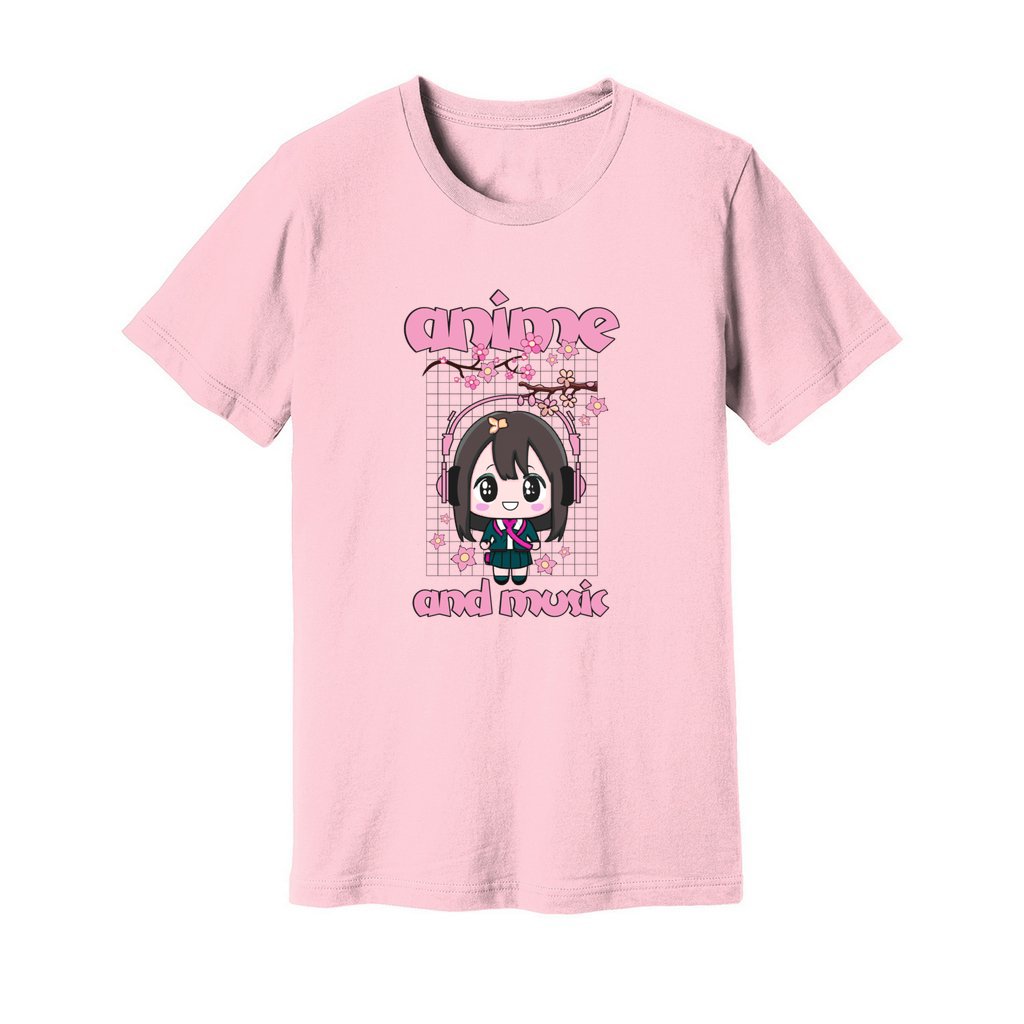 Anime and Music Shirt For Women, Front Angle, Pink